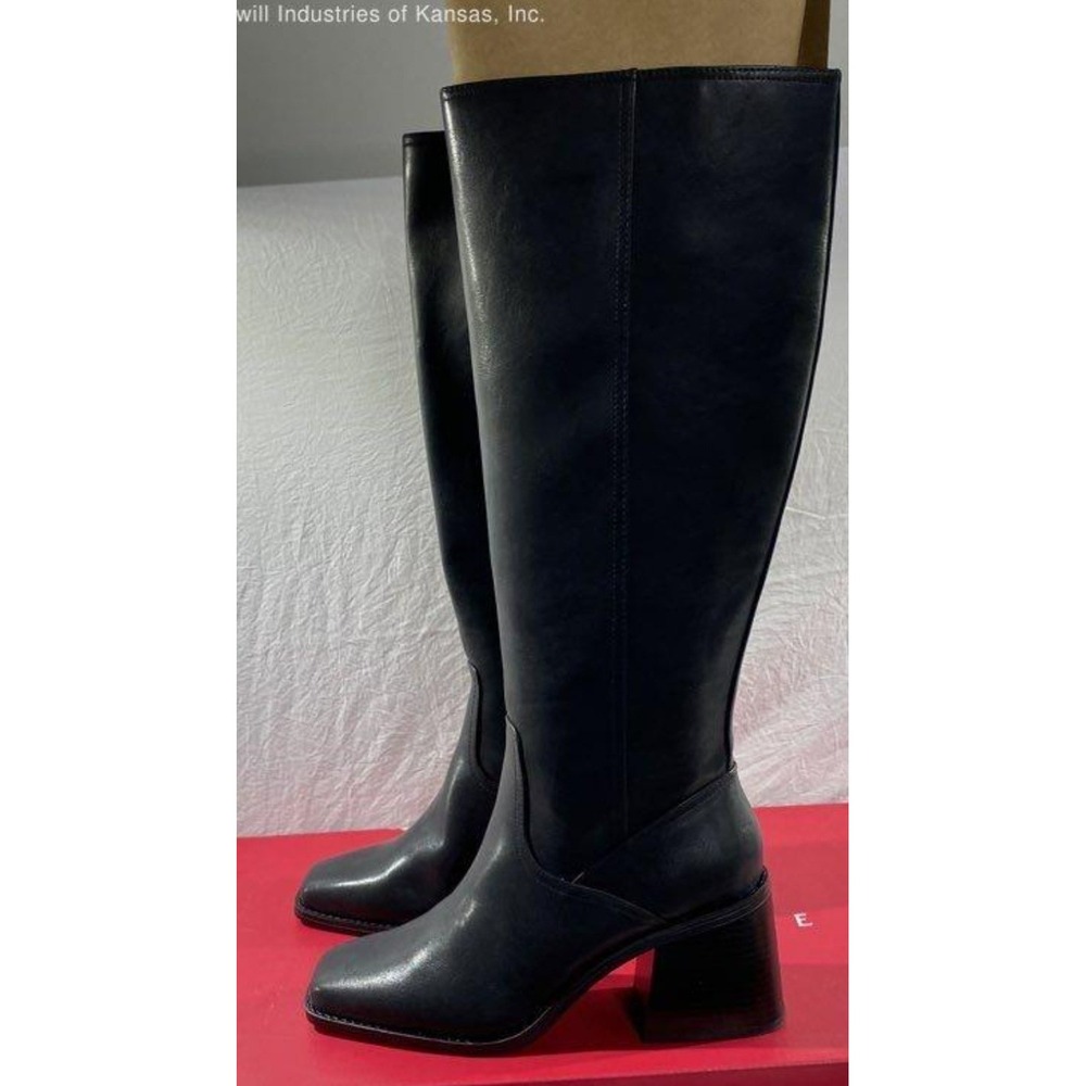 Kelly & Katie Black Knee High Boots Square Toe Block Heel Womens 9